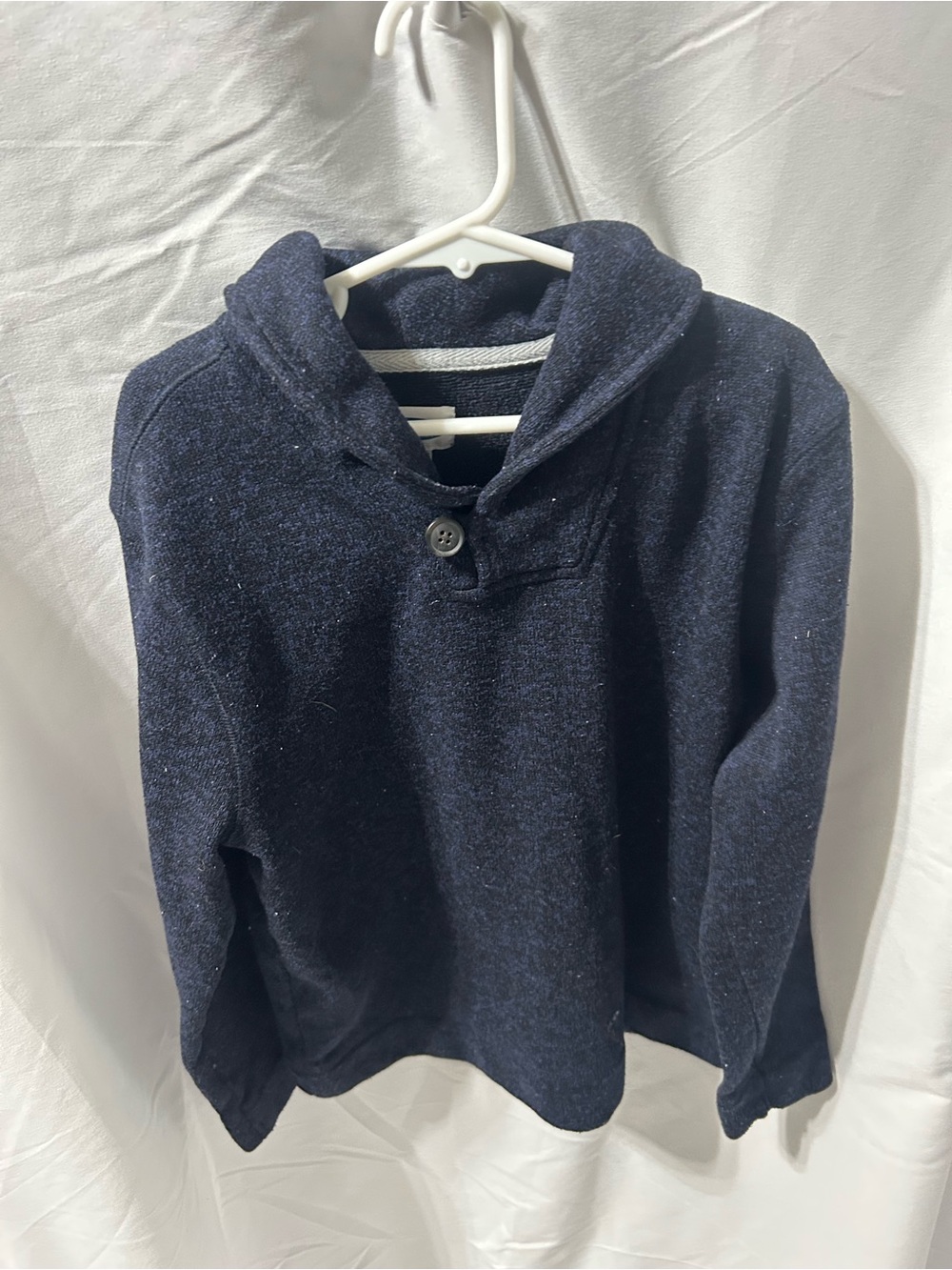 No Navy Shawl Collar Button Pullover Sweater